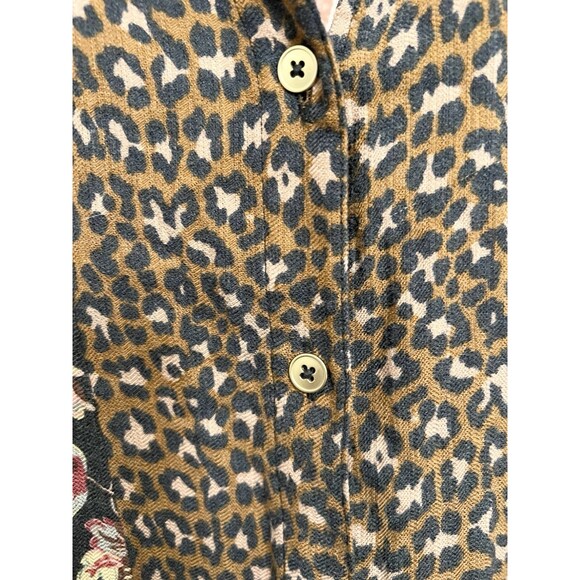 Soft Surroundings Icon Print Mix Tunic Shirt Black Thrush Size Large Flannel Top - Picture 4 of 10